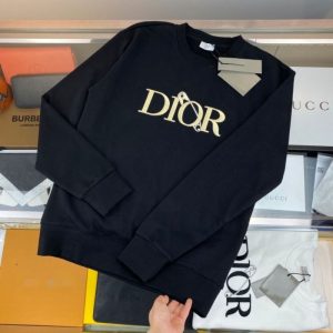 Replica Designer Dior Casual Letter Print Fleece Sweatshirt