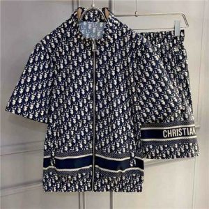 Replica Designer Dior Casual Letter Print Loose Top + Shorts Two-Piece Set