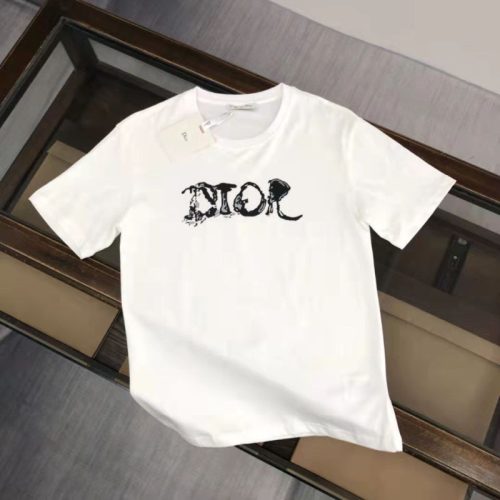 Replica Designer Dior Casual Letter Print Short Sleeve Crewneck T-Shirt