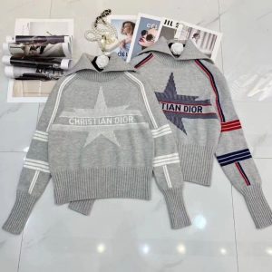 Replica Designer Dior Classic Pentagram Letter Jacquard Long Sleeve Knit Top