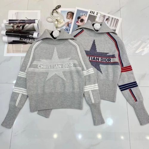 Replica Designer Dior Classic Pentagram Letter Jacquard Long Sleeve Knit Top