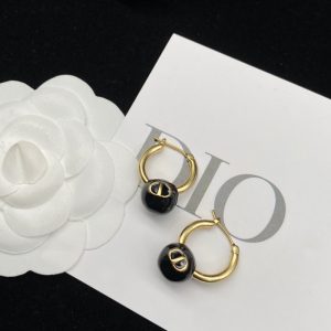 Replica Designer Dior Creative Black Ball Letter Earrings