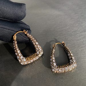 Replica Designer Dior Creative Double Sided Rhinestone Earrings