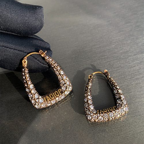 Replica Designer Dior Creative Double Sided Rhinestone Earrings