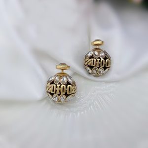 Replica Designer Dior Creative Letter Rhinestone Wheat Ear Stud Earrings