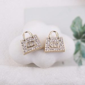 Replica Designer Dior Creative Rhinestone Handbag Design Earrings