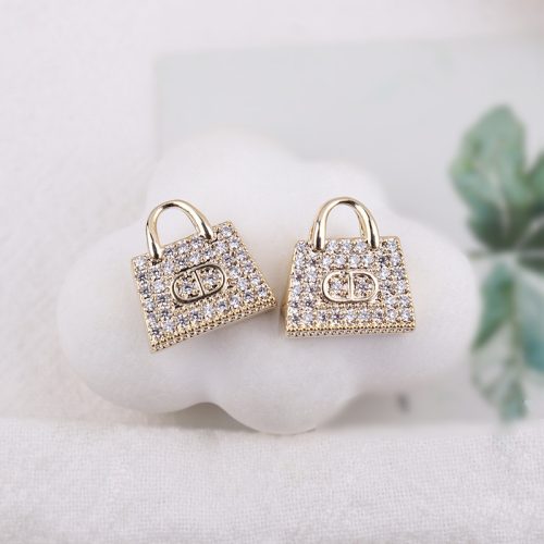 Replica Designer Dior Creative Rhinestone Handbag Design Earrings