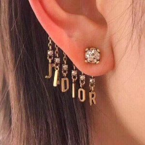 Replica Designer Dior D Letter Single Tassel Copper Earring