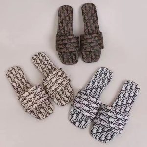 Replica Designer Dior Fashion Alphabet Print Flat Slippers