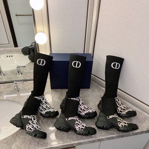 Replica Designer Dior Fashion Alphabet Print Panel Platform Boots