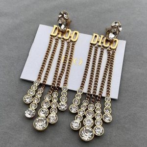 Replica Designer Dior Fashion Alphabet Rhinestone Tassel Earrings