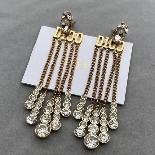 Replica Designer Dior Fashion Alphabet Rhinestone Tassel Earrings