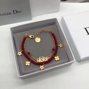 Replica Designer Dior Fashion Beaded Metal Letter Double Bracelet
