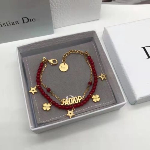 Replica Designer Dior Fashion Beaded Metal Letter Double Bracelet