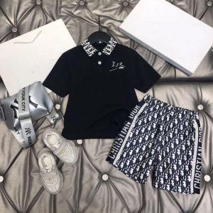 Replica Designer Dior Fashion Children'S Short-Sleeved T-Shirt + Shorts Two-Piece Set