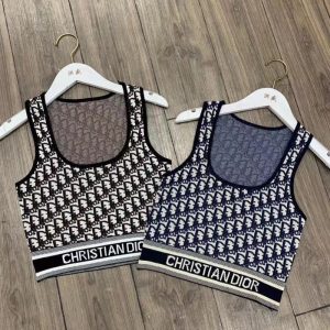 Replica Designer Dior Fashion D Letter Jacquard U Neck Knit Tank Top