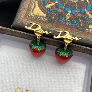 Replica Designer Dior Fashion D Letter Red Strawberry Stud Earrings