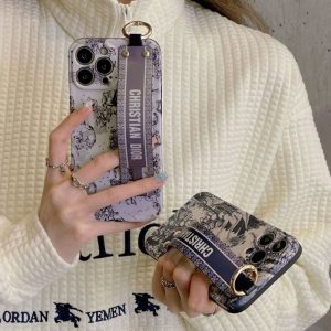 Replica Designer Dior Fashion Floral Print Silicone Shockproof Phone Case