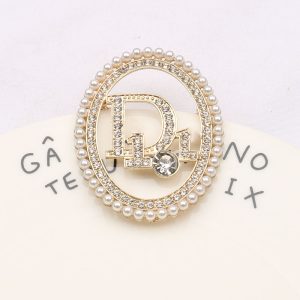 Replica Designer Dior Fashion Imitation Pearl Rhinestone Panel Brooch