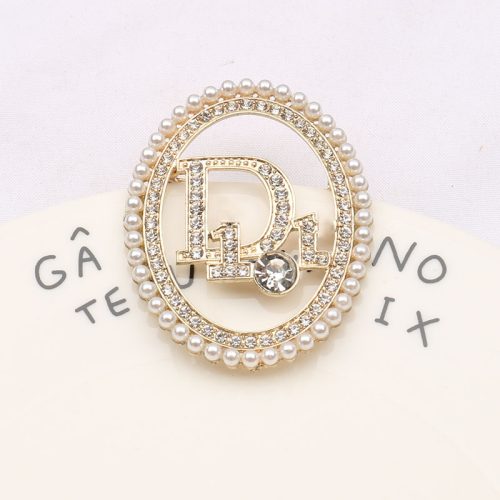 Replica Designer Dior Fashion Imitation Pearl Rhinestone Panel Brooch