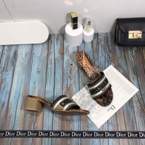 Replica Designer Dior Fashion Letter Embroidered Chunky Heel Slippers
