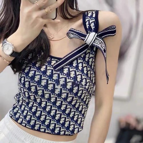 Replica Designer Dior Fashion Letter Jacquard Knit Top