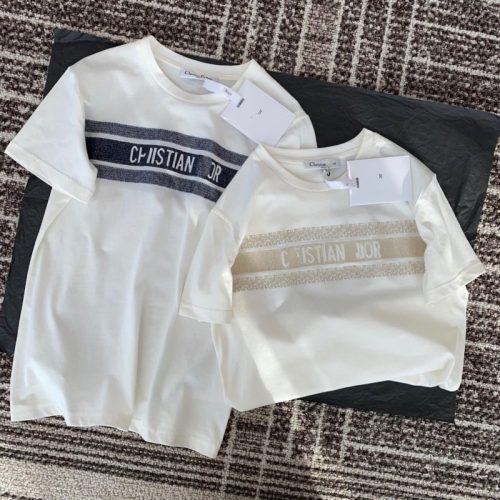 Replica Designer Dior Fashion Letter Print Colorblock T-Shirt