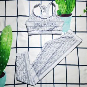 Replica Designer Dior Fashion Letter Print Top+ Pants Yoga Two-Piece Set
