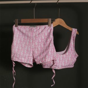 Replica Designer Dior Fashion Letter Print Top + Shorts Yoga Two-Piece Set