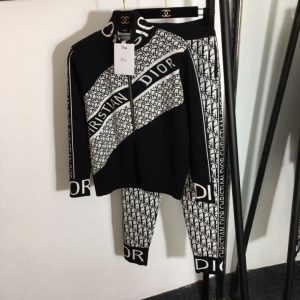 Replica Designer Dior Fashion Letter Stitching Knit Two-Piece Set