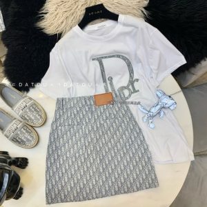 Replica Designer Dior Fashion Letter T-Shirt And Skirt Two-Piece Set