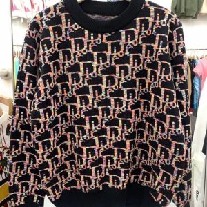 Replica Designer Dior Fashion Letters Colorful Colorblock Crew Neck Sweater