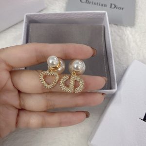 Replica Designer Dior Fashion Love Rhinestone Letter Stud Earrings