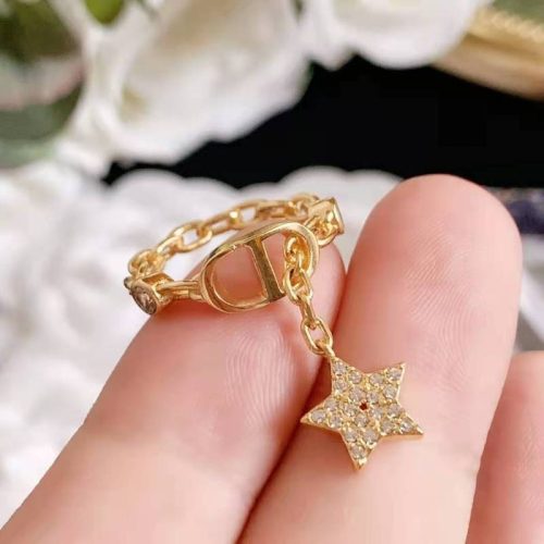 Replica Designer Dior Fashion Metal Letter Rhinestone Ring