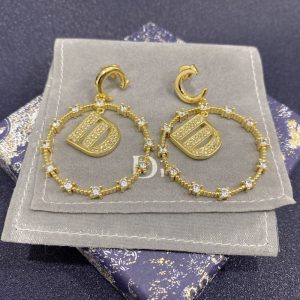 Replica Designer Dior Fashion Rhinestone Alphabet Metal Earrings