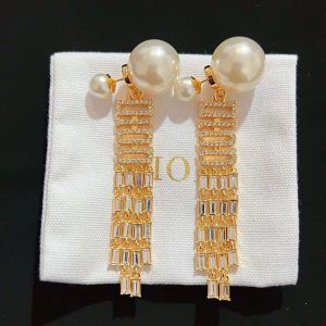 Replica Designer Dior Fashion Rhinestone Alphabet Tassel Earrings
