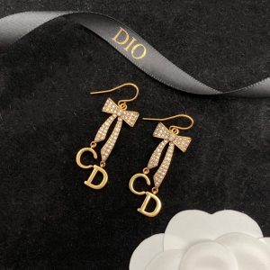 Replica Designer Dior Fashion Rhinestone Bow Letter Earrings