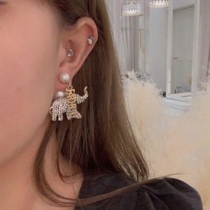 Replica Designer Dior Fashion Rhinestone Elephant Earrings