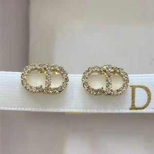 Replica Designer Dior Fashion Rhinestone Hollow Stud Earrings