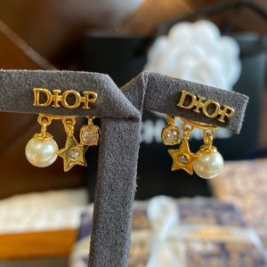 Replica Designer Dior Fashion Rhinestone Imitation Pearl Star Stud Earrings