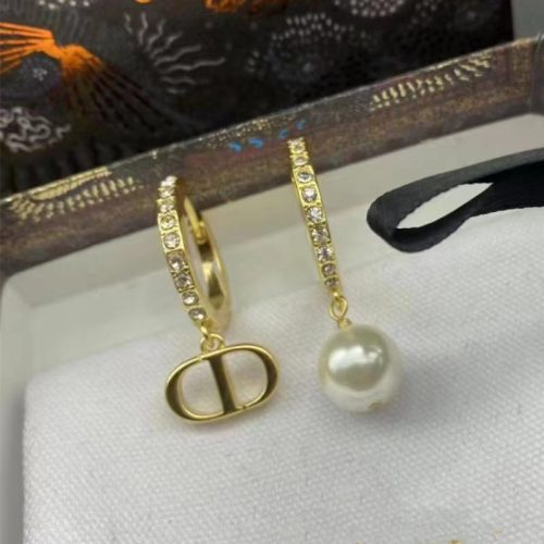 Replica Designer Dior Fashion Rhinestone Imitation Pearl Stud Earrings