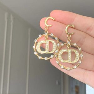 Replica Designer Dior Fashion Rhinestone Letter Earrings
