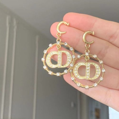 Replica Designer Dior Fashion Rhinestone Letter Earrings