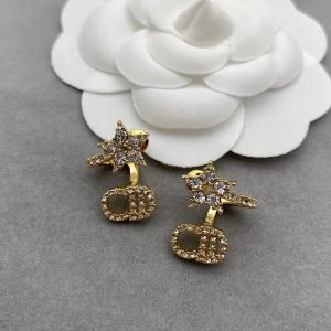 Replica Designer Dior Fashion Rhinestone Letter Stud Earrings