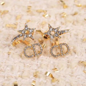 Replica Designer Dior Fashion Rhinestone Letter Stud Earrings