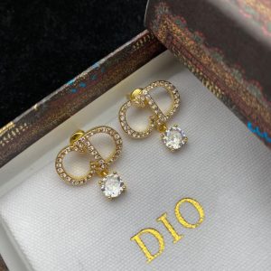 Replica Designer Dior Fashion Rhinestone Letter Stud Earrings