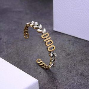 Replica Designer Dior Fashion Rhinestone Letter Wheat Ear Open Bracelet