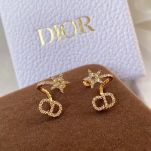 Replica Designer Dior Fashion Rhinestone Pentagram Alphabet Earrings