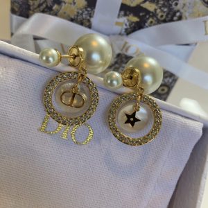 Replica Designer Dior Fashion Rhinestone Star Imitation Pearl Stud Earrings