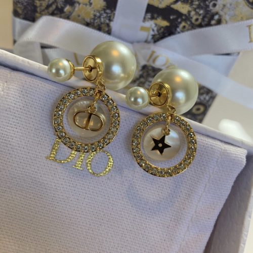 Replica Designer Dior Fashion Rhinestone Star Imitation Pearl Stud Earrings